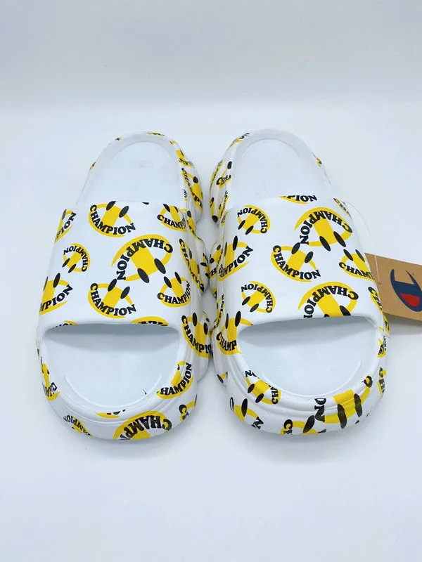 Champion Meloso Squish Smile Slide White/Yellow CP102209M