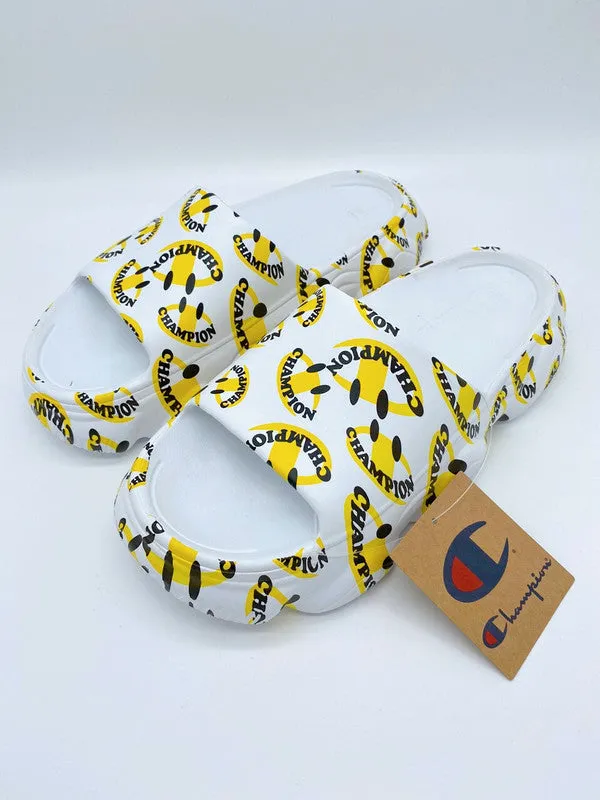 Champion Meloso Squish Smile Slide White/Yellow CP102209M