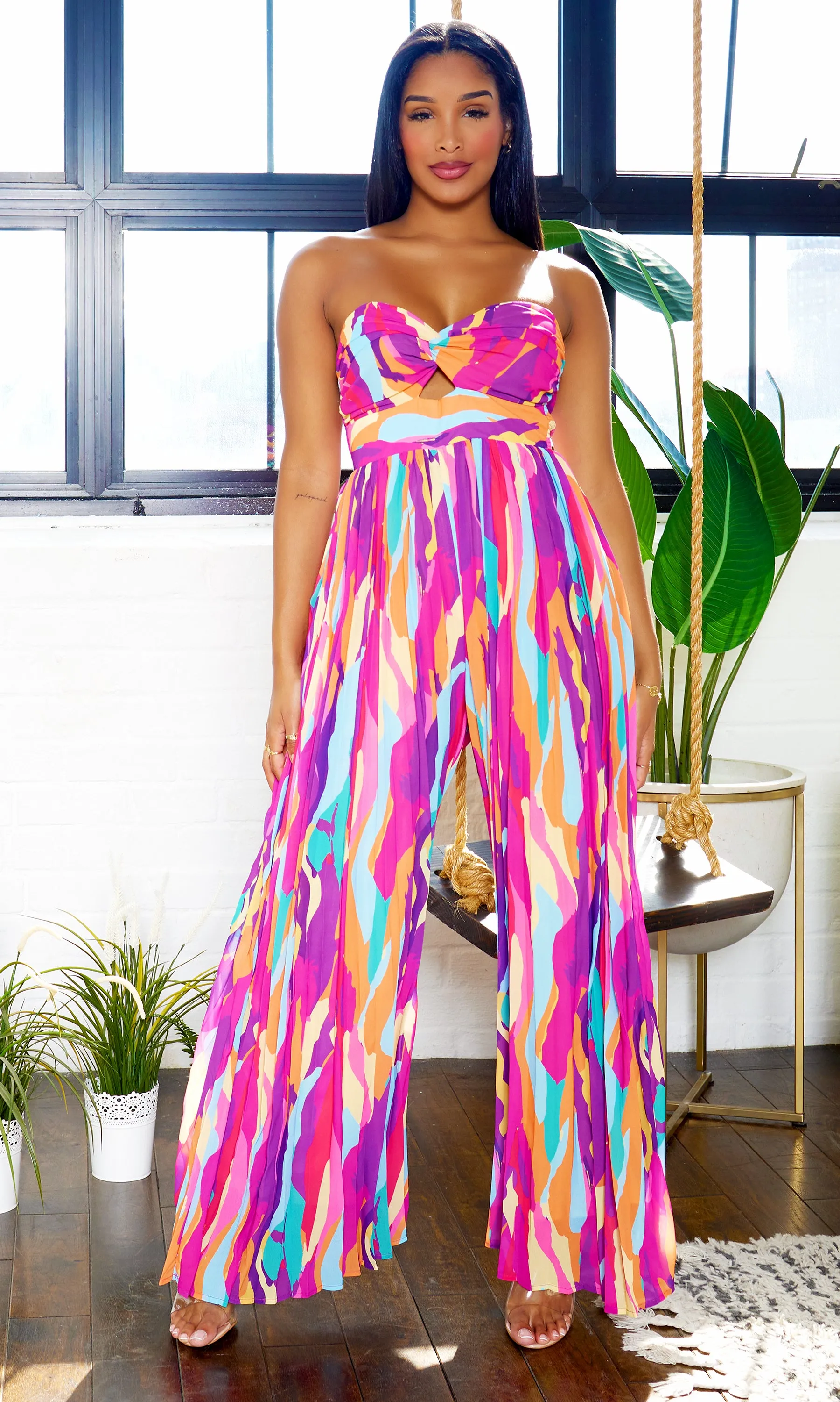 Charm  Print Jumpsuit - Multicolor FINAL SALE