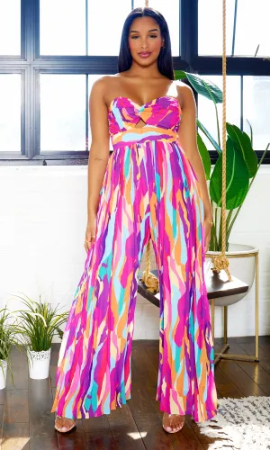 Charm  Print Jumpsuit - Multicolor FINAL SALE