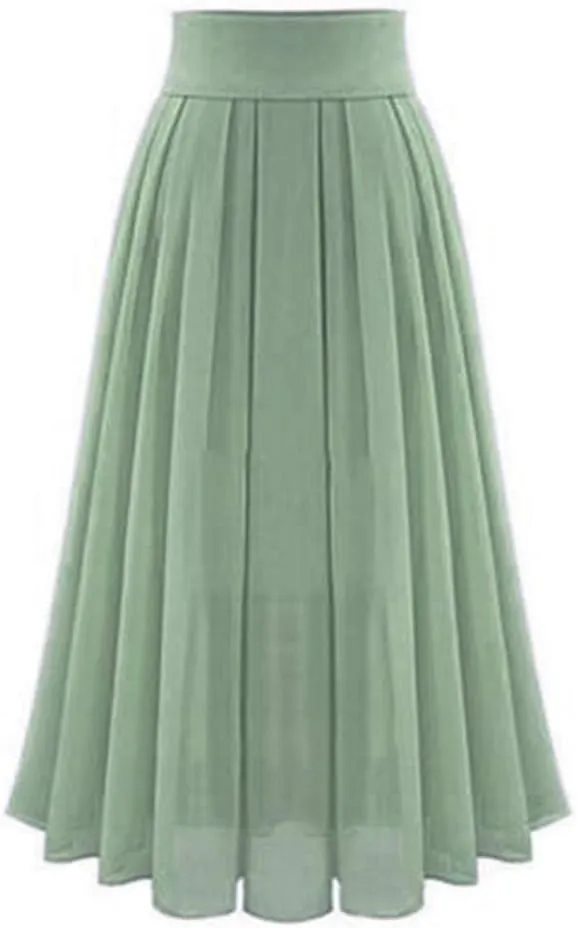 Chiffon Skirts for Women High Waisted Pleated Swing Skirt Plus Size Loose Baggy Comfort Skirt Long Skirts