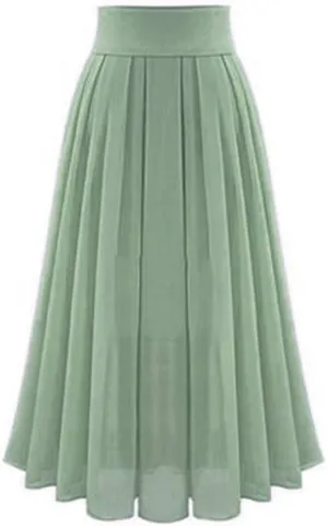 Chiffon Skirts for Women High Waisted Pleated Swing Skirt Plus Size Loose Baggy Comfort Skirt Long Skirts