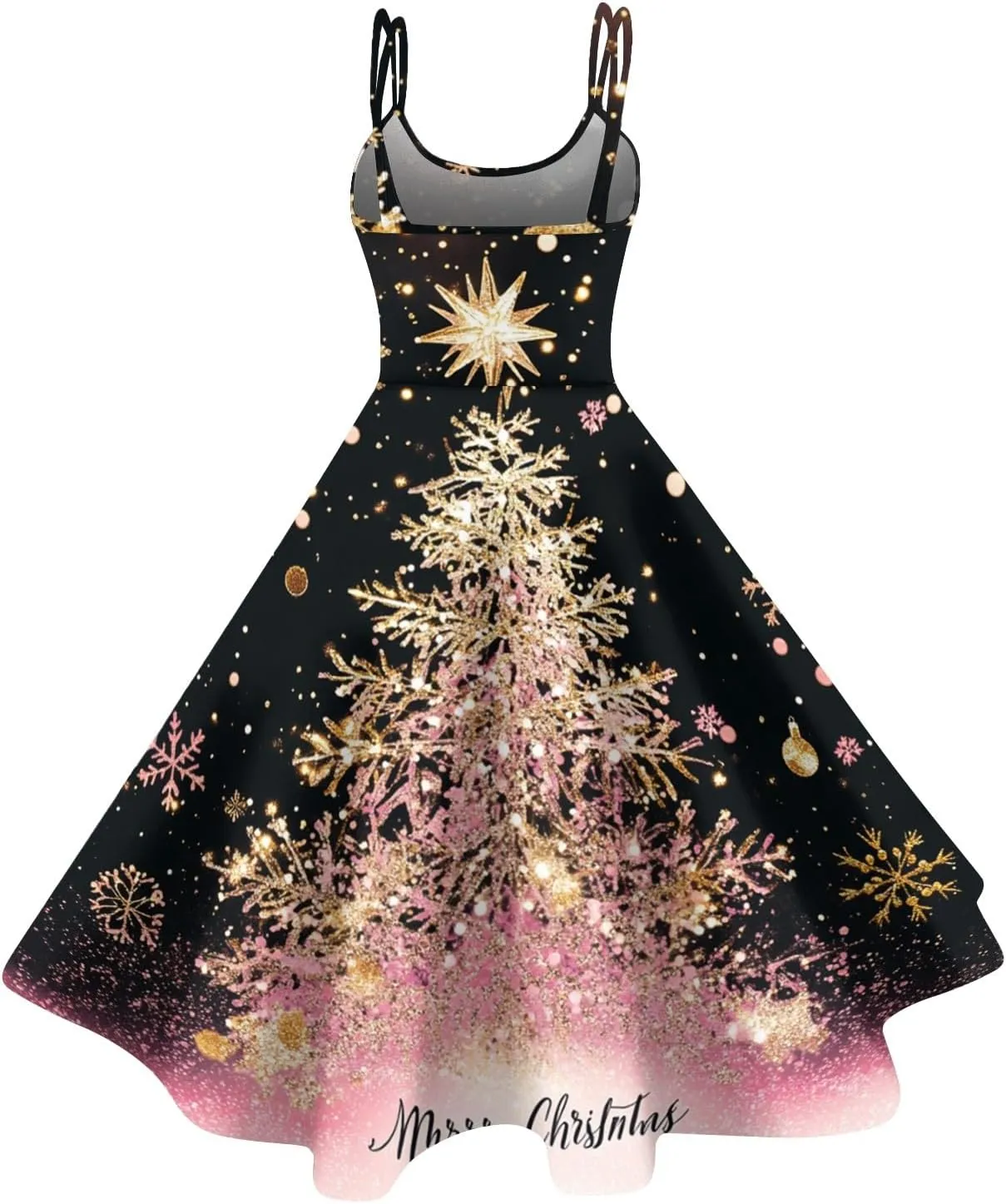 Christmas Dresses for Women 1950s Retro Vintage Spaghetti Strap Cocktail Rockabilly Floral Evening Swing Dress