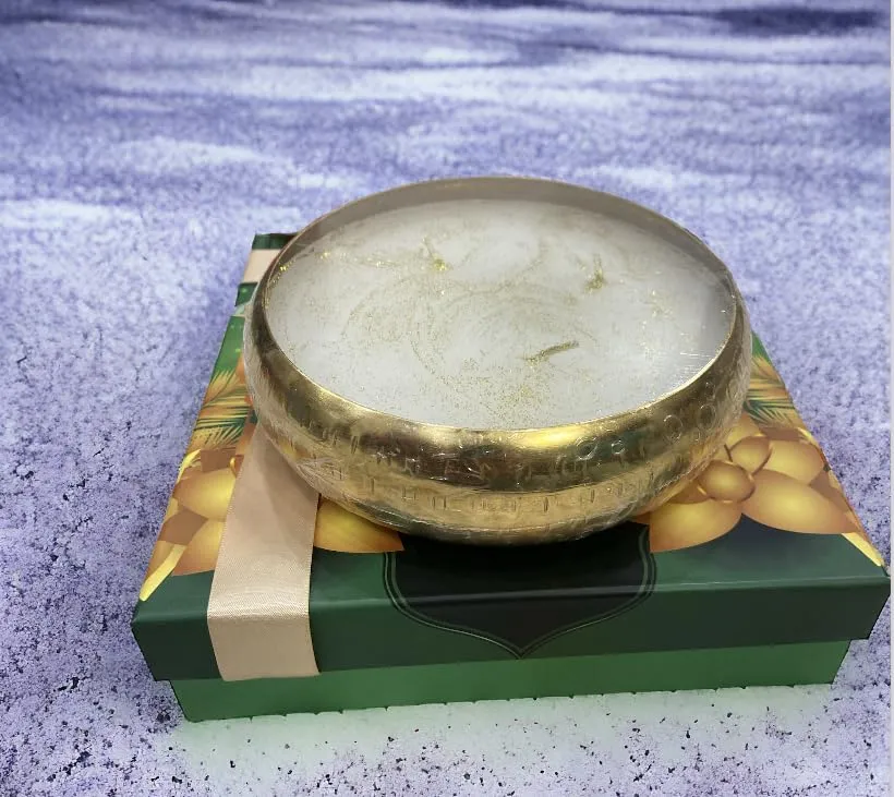 Ck Homez Gift Box with Metal Urli Candle Decorated with Golden Ribbon Aroma Therapy Candles for Home (Size 6 inch)