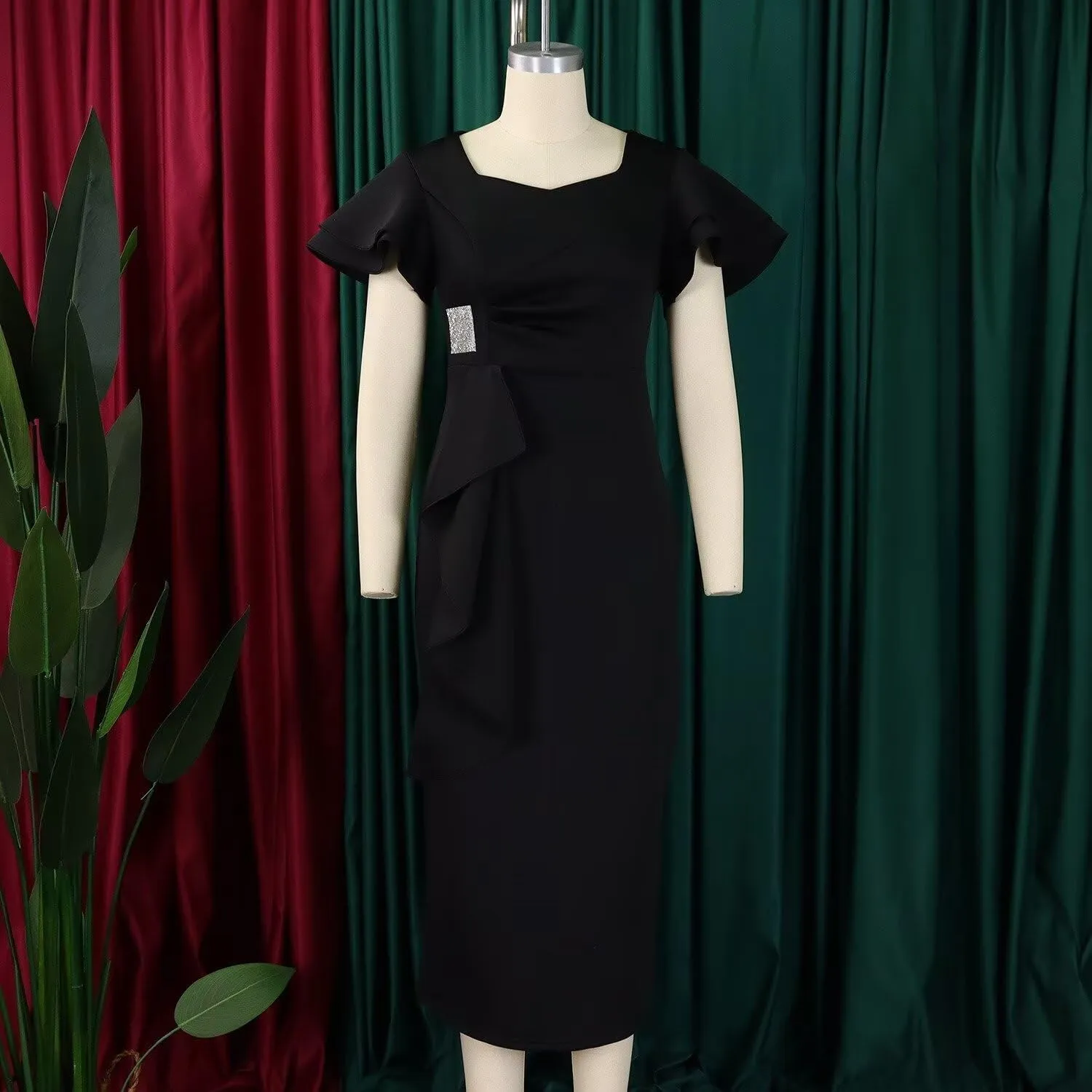 Cocktail Dresses for Women 2025 Wedding Guest Midi Dress with Sleeves Formal Tea Party Dress for Women