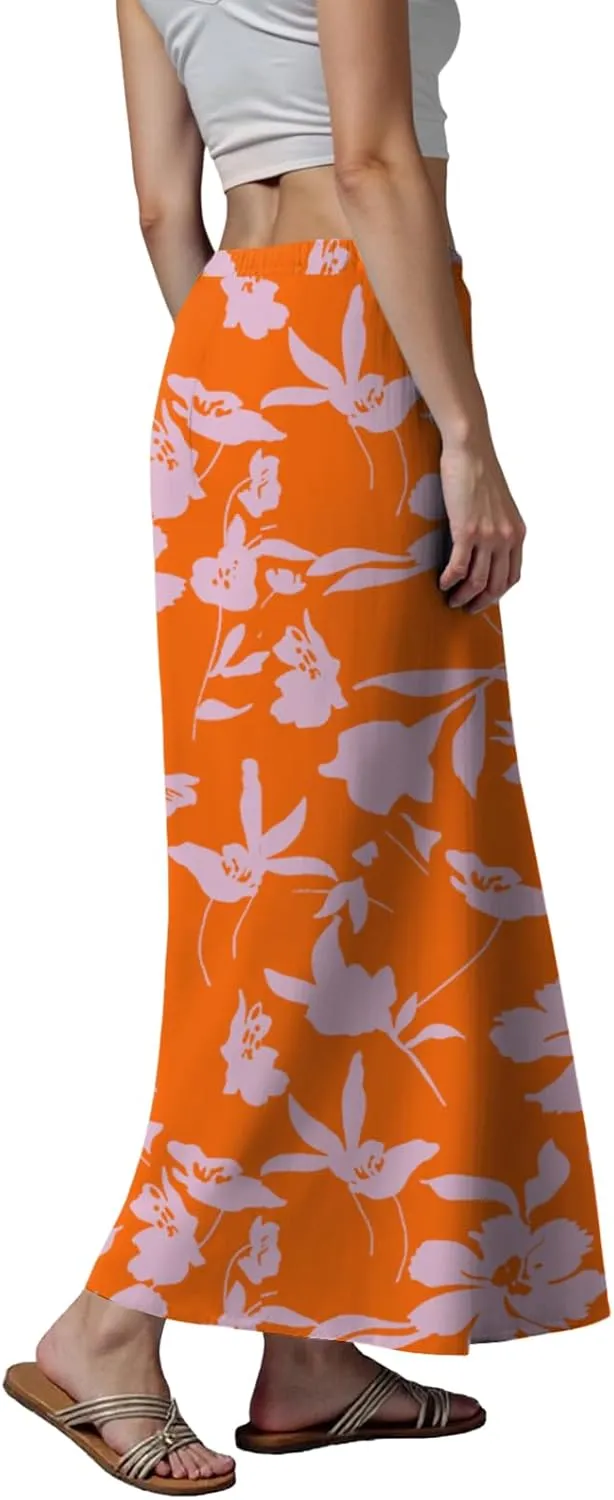 cooki Linen Maxi Skirts for Women Trendy 2025 Summer Comfy Linen Cotton Drawstring Low Waist Vacation Boho Flowy Long Skirts