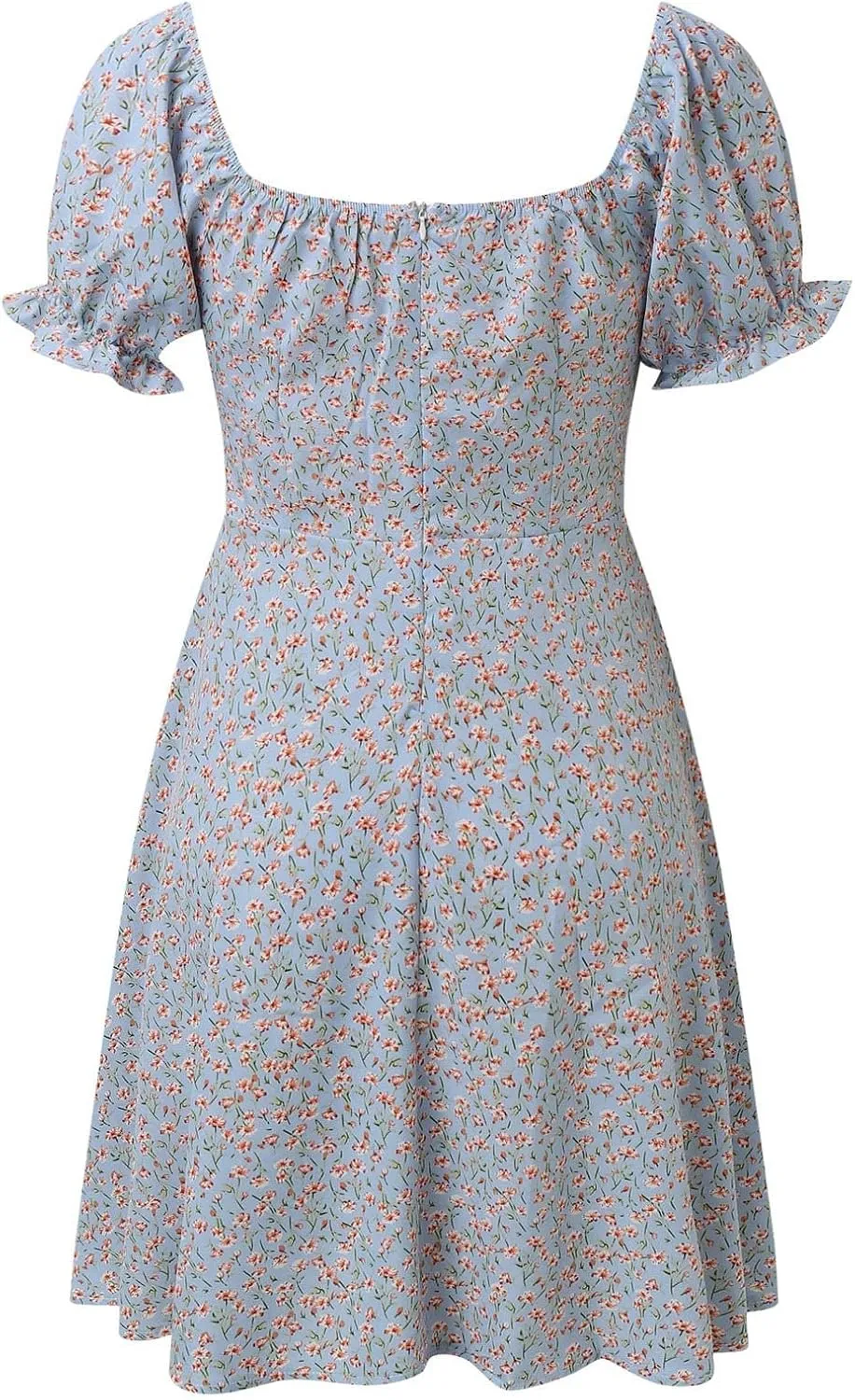 cooki Summer Dresses for Women 2024 V Neck Ruffle Puff Short Sleeve Tie Waist Casual A Line Floral Swing Mini Wrap Dress