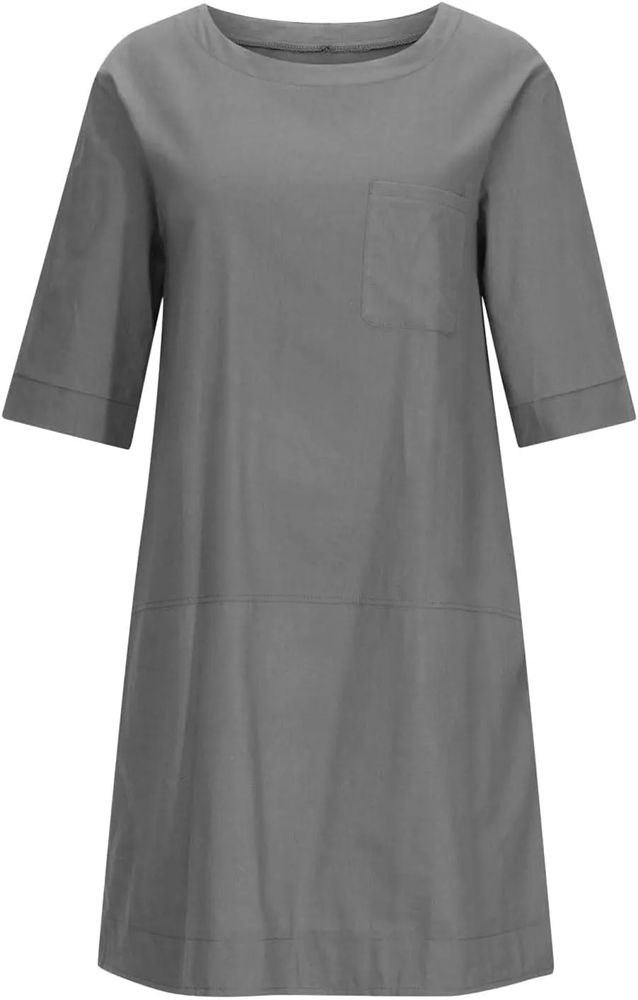 Cotton Linen Dresses for Women Casual Summer 2023 Fashion t-Shirt Midi Dress Half Sleeve Crewneck Loose Baggy Sundress