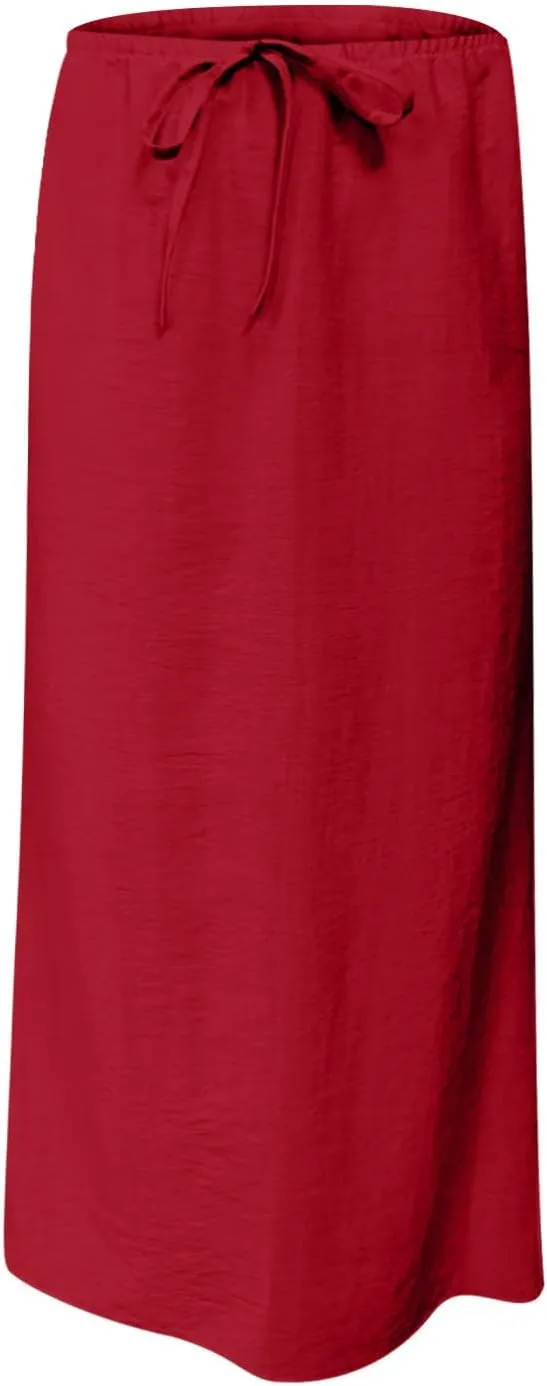 Cotton Linen Maxi Skirts for Women 2025 Drawstring Elastic Waist Dress A Line Cute Vacation Boho Long Flowy Skirts