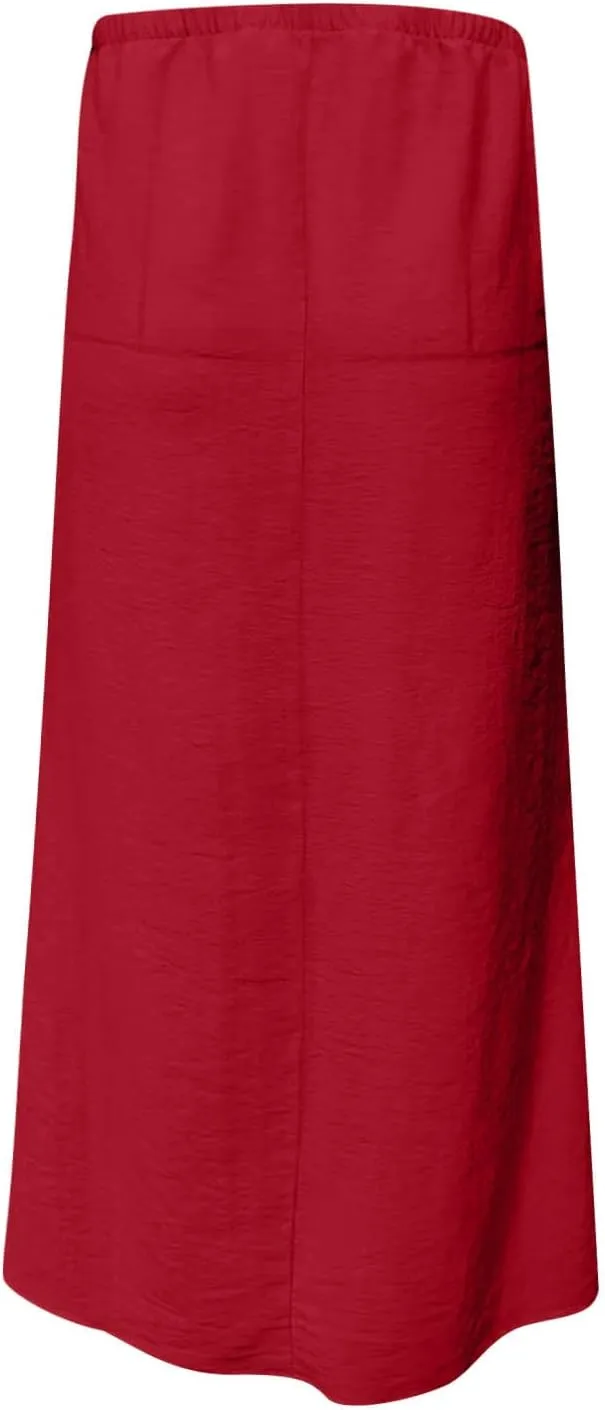 Cotton Linen Maxi Skirts for Women 2025 Drawstring Elastic Waist Dress A Line Cute Vacation Boho Long Flowy Skirts