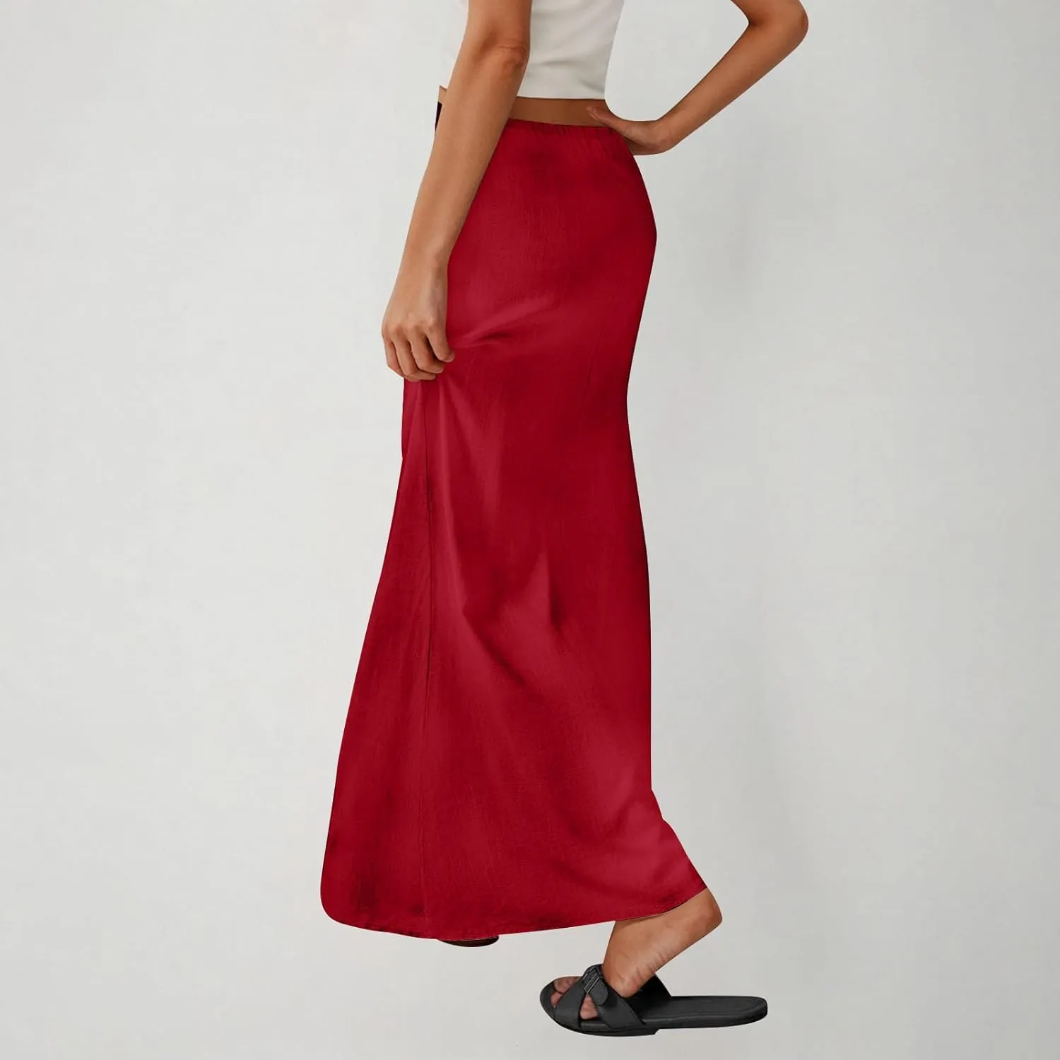 Cotton Linen Maxi Skirts for Women 2025 Drawstring Elastic Waist Dress A Line Cute Vacation Boho Long Flowy Skirts