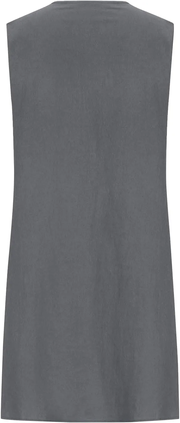Cotton Linen Sundresses for Women Plus Size Sleeveless Crewneck Pleated Shift Tank Dress Casual Summer Beach Dresses