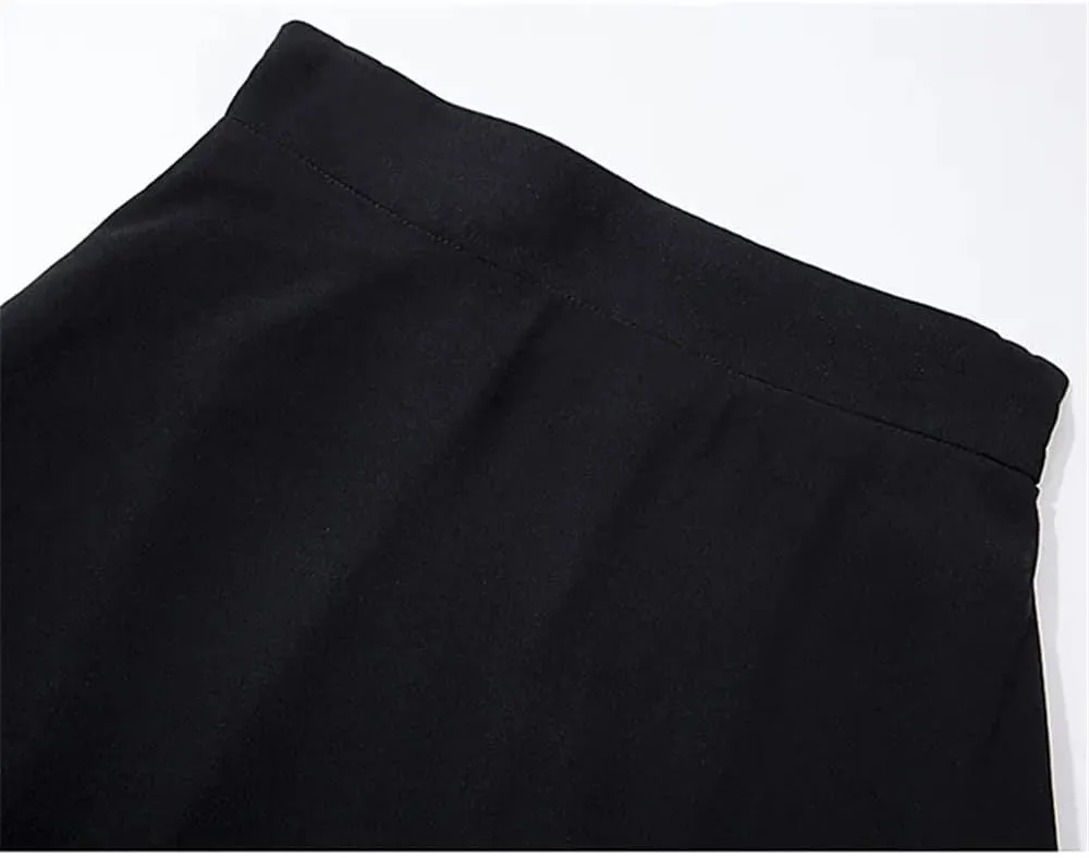 DBFBDTU Chiffon Back Elastic High Waist Solid Color Long Skirts Summer Women Midi Skirts Office Lady Loose Skirts