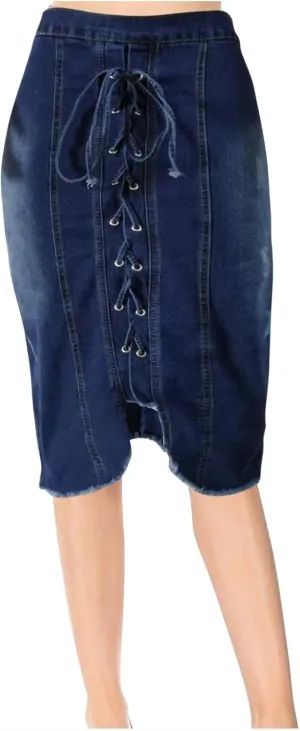Denim Skirts for Women 2025 Bandage High Waist Bodycon Knee Length Midi Skirt Y2K Fashion Jean Skirts