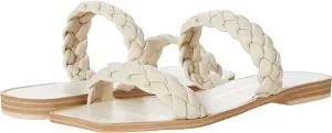 Dolce Vita Indy Ivory Stella Slip On Open Square Toe Woven Straps Flat Sandals