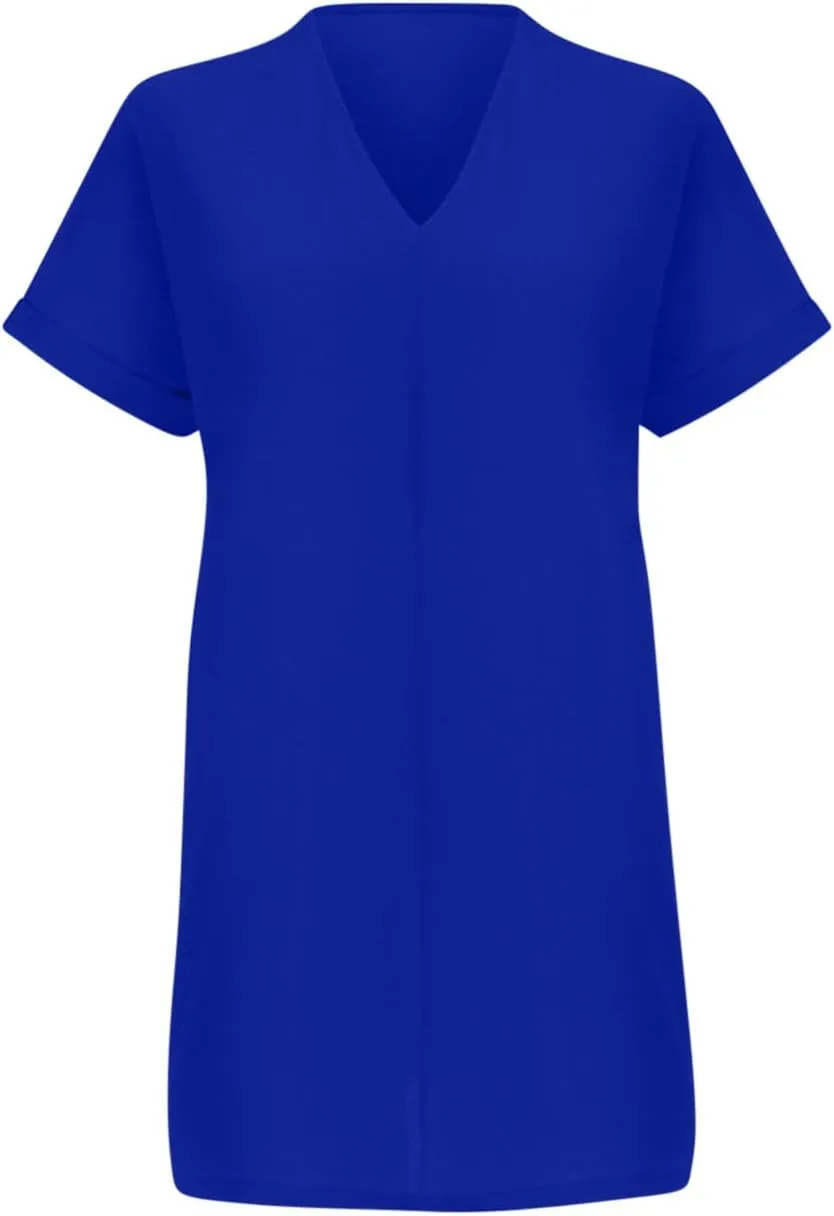 Dresses for Women V Neck Spring Summer Ruffle Short Sleeve Simple Mini Dress Casual Flowy Shift Graduation Dress with Pockets