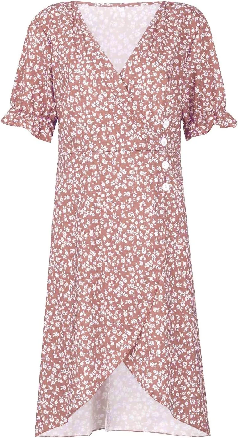 Dresses Women Wrap Midi Dresses for Women Puff Sleeve Summer Summer Dresses Women Ethnic Style