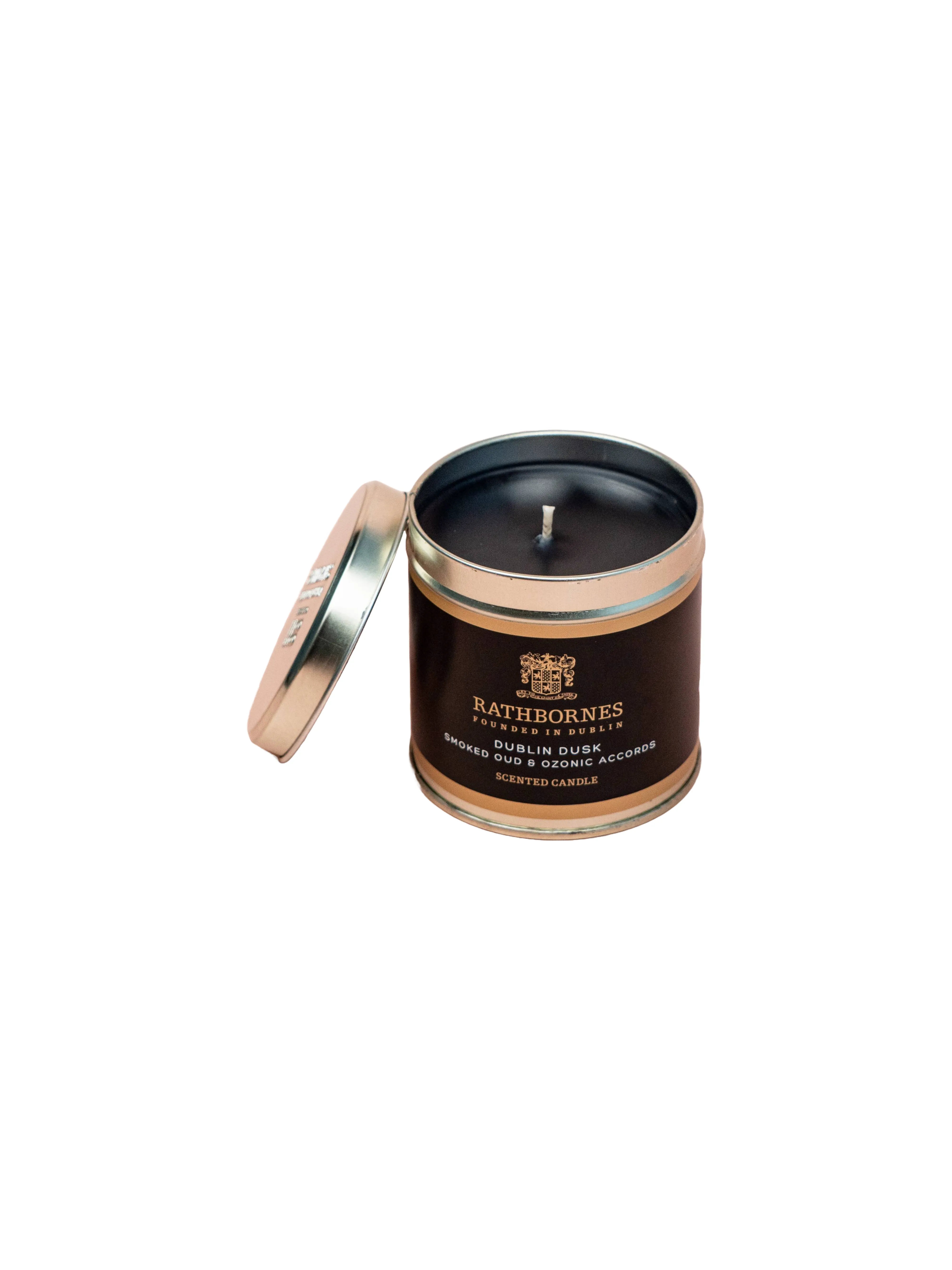 Dublin Dusk Scented Natural Wax Candle Tin (Smoked Oud & ozonic accords)
