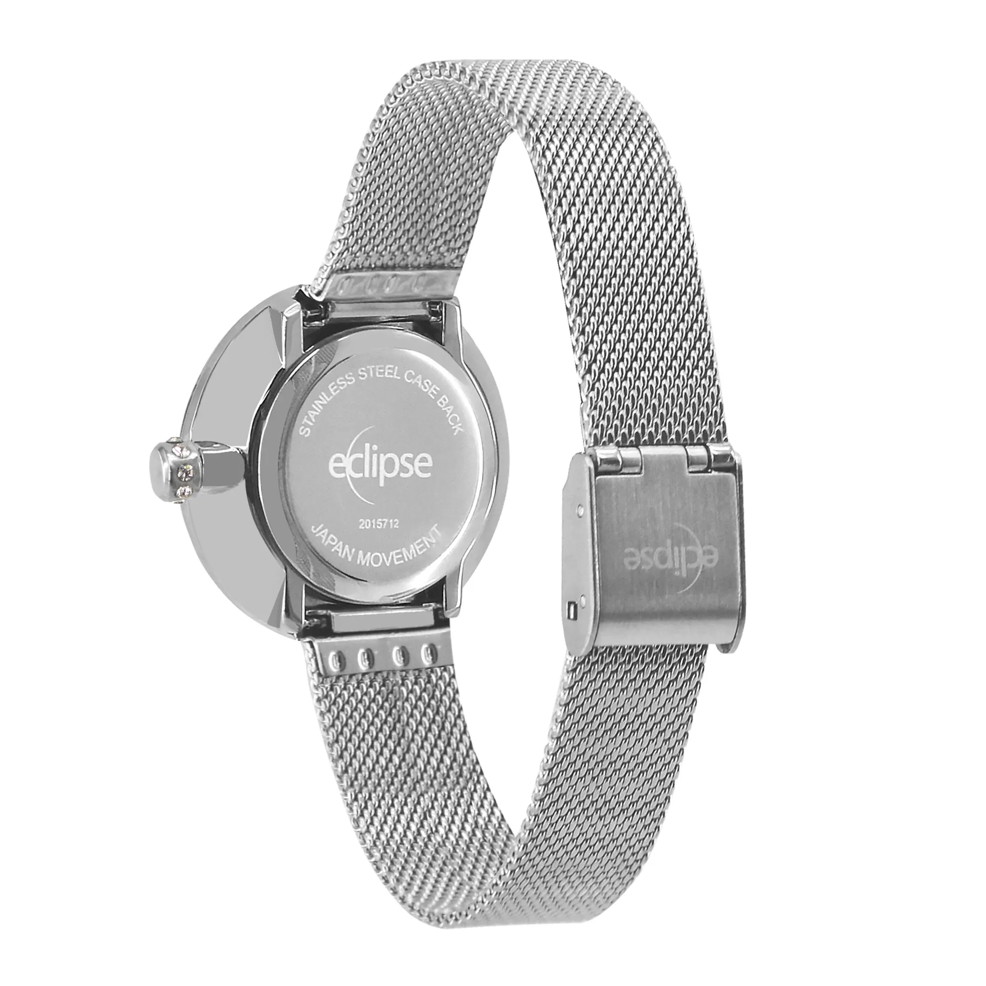 Eclipse Stainless Steel Round Pink Dial Silver Band Watch
