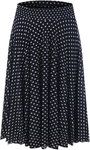 Elastic Waist Skirt for Women 2024 Casual Midi Length Floral Skirt Vacation Going Out Work Pleated Elegant Skirts