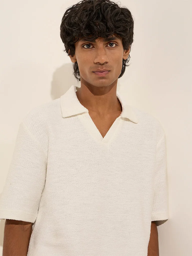 ETA Off-White Relaxed-Fit Cotton Polo T-Shirt