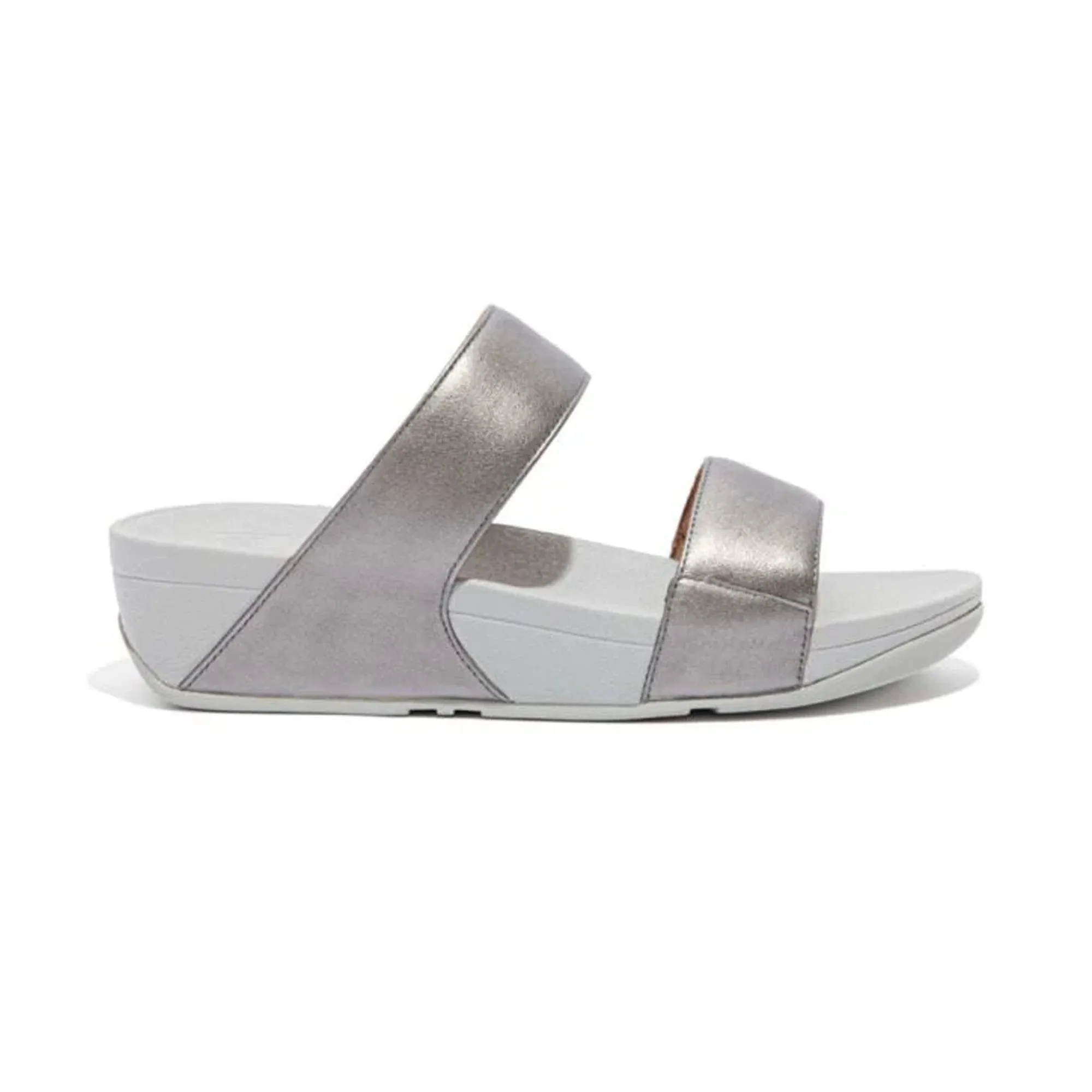 FITFLOP WOMENS LEATHER SLIDES - SILVER