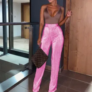 Flare Wide Leg  Straight Slim-Fit Straight Pants