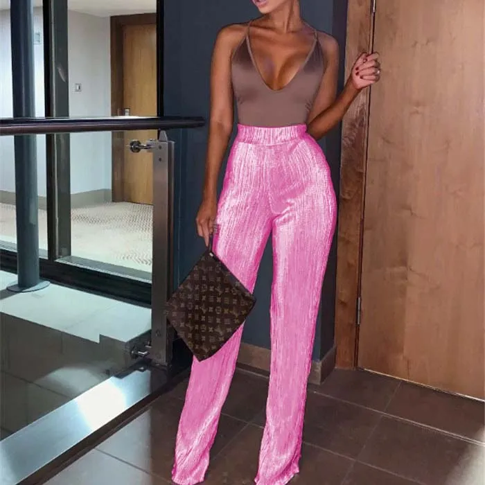 Flare Wide Leg  Straight Slim-Fit Straight Pants
