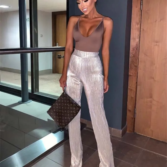 Flare Wide Leg  Straight Slim-Fit Straight Pants