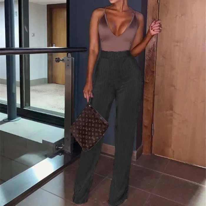 Flare Wide Leg  Straight Slim-Fit Straight Pants