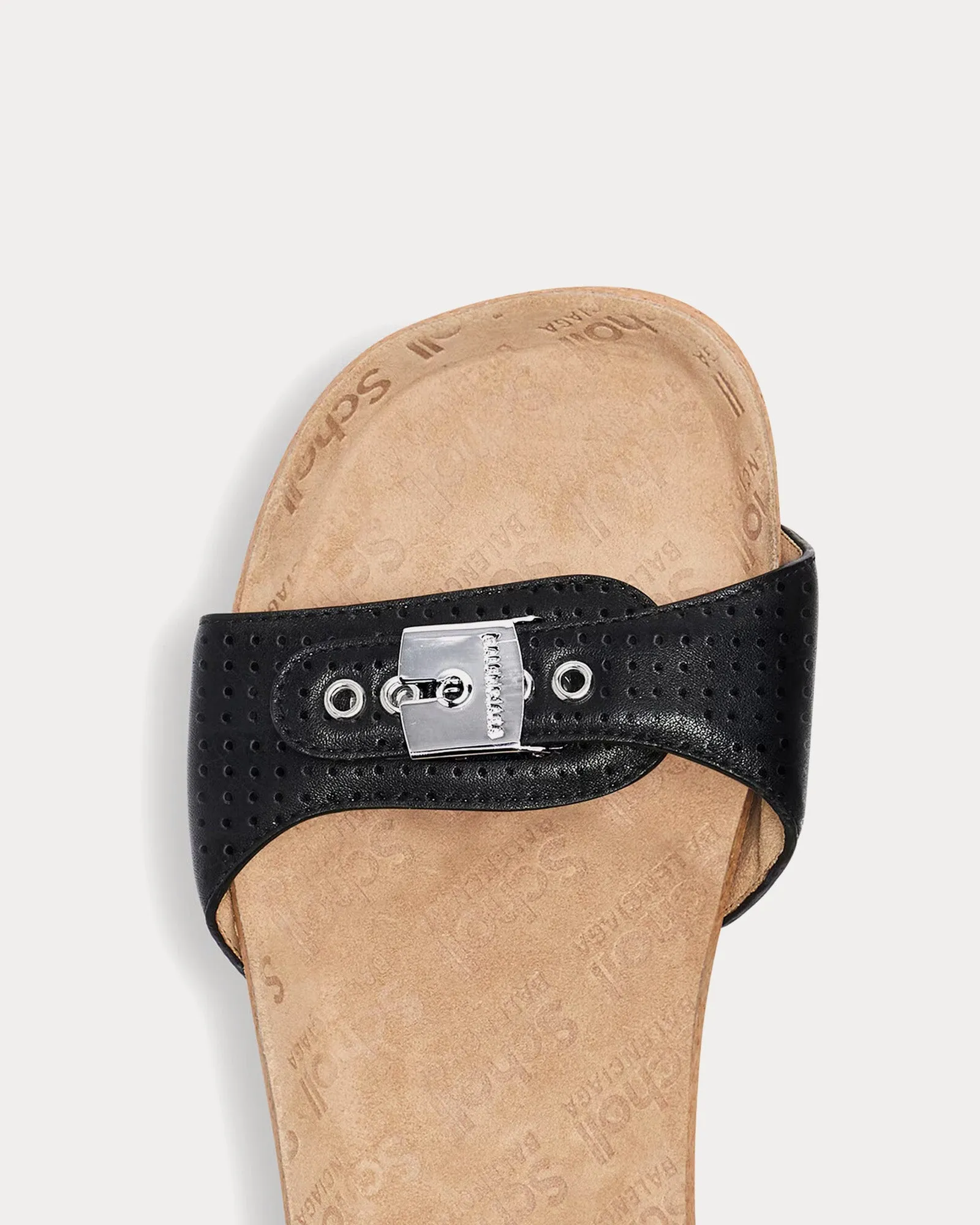 Flat Perforated Lambskin Black Sandals