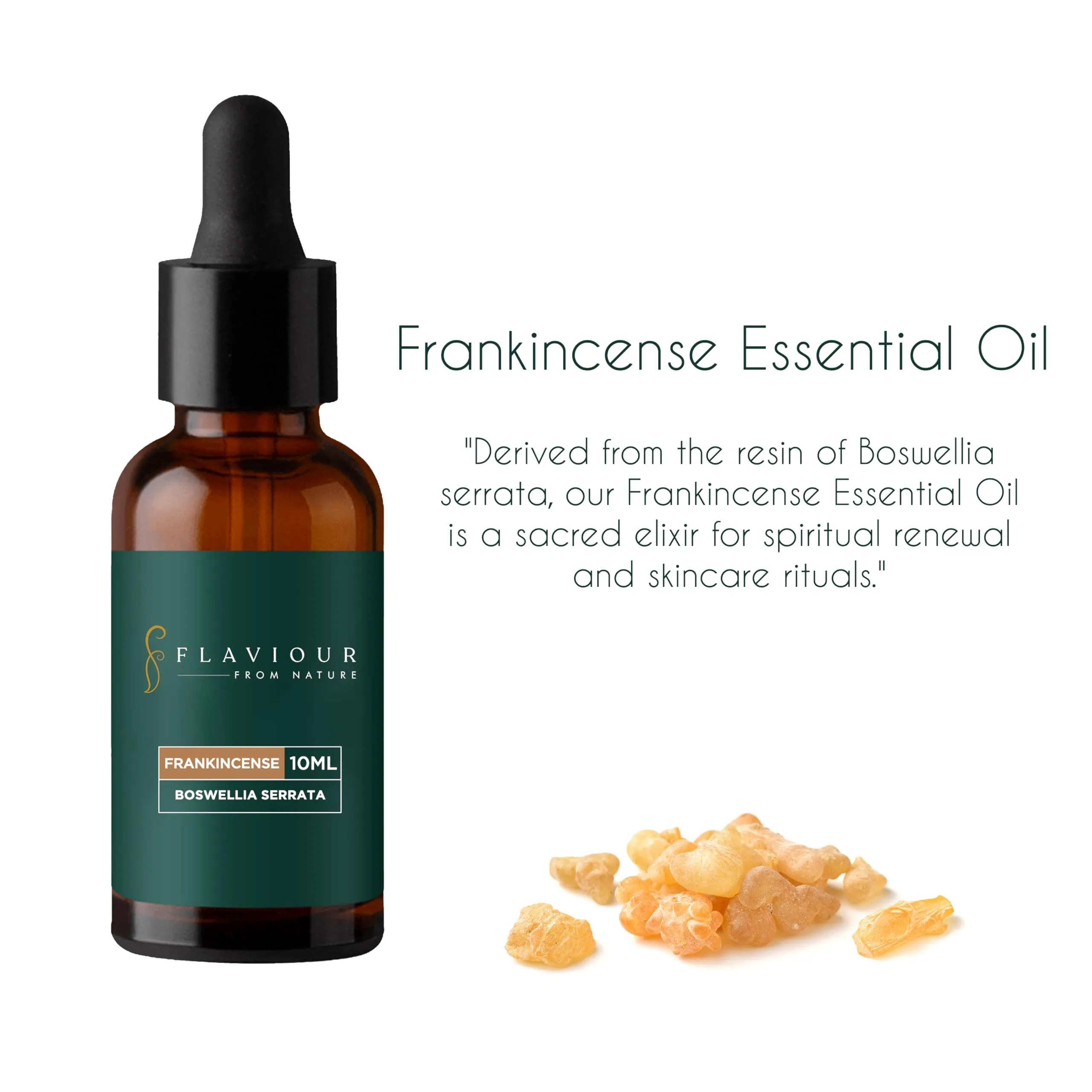 Flaviour Frankincense Essential Oil: 100% Natural & Pure | Promotes Relaxation, Stress Relief & Inner Peace | Moisturizes Skin & Nourishes Hair | 10 ml (Pack of 1) | Boswellia Serrata