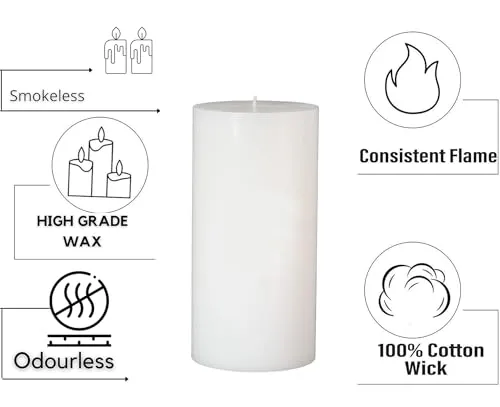 Floish Decor Premium Pillar Candles Set | Smokeless & Dripless | Home Decor Candles | Candles Gift Set (Unscented, 2x2 Inches - Pack of 12)