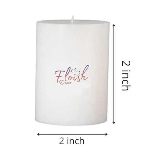 Floish Decor Premium Pillar Candles Set | Smokeless & Dripless | Home Decor Candles | Candles Gift Set (Unscented, 2x2 Inches - Pack of 12)