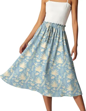 Floral Maxi Skirt for Women High Waist A-Line Bohemian Long Skirt Summer Style