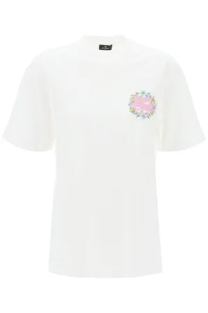 floral pegasus embroidered t-shirt WRJB0007 AC036 BIANCO