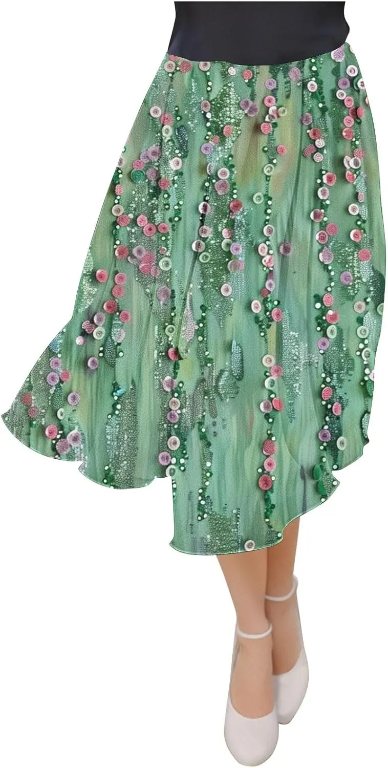 Flowy Skirts for Women Summer Casual Floral Printed Elastic High Waist A-Line Boho Beach Vacation Midi Skirts
