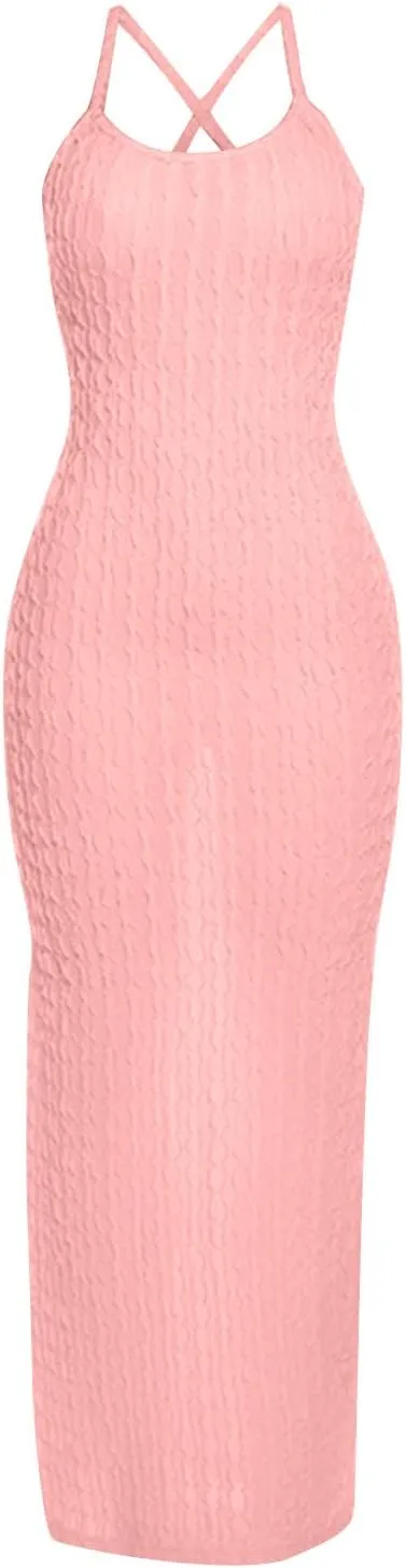 Generic Plus Size Dresses for Curvy Women,2024 Summer Trendy Sleeveless Sling Prom Dress,Sexy Bandage Backless Formal Dress