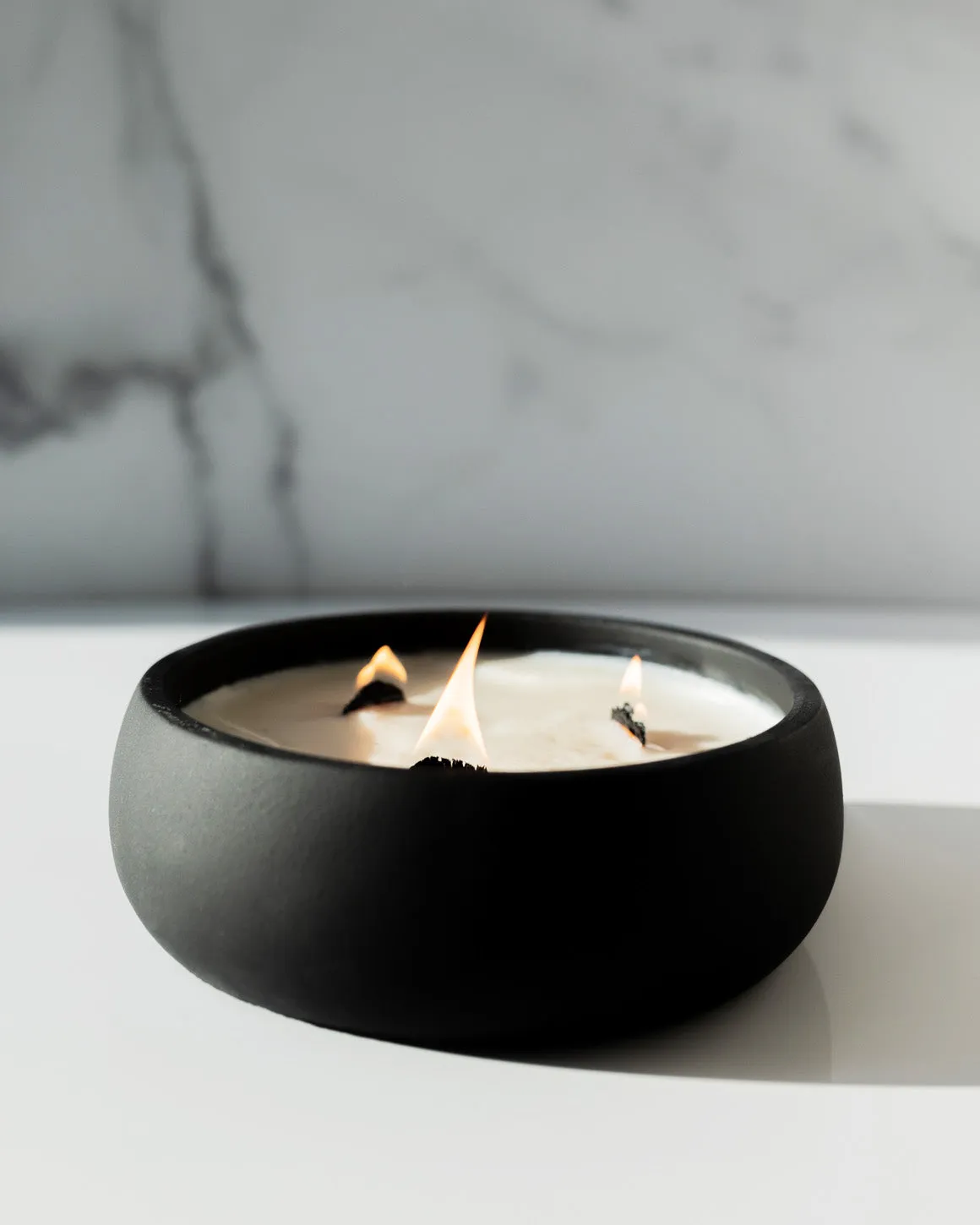 Good Vibes Coconut Soy Candle - Black Concrete Wooden Wick Vessel