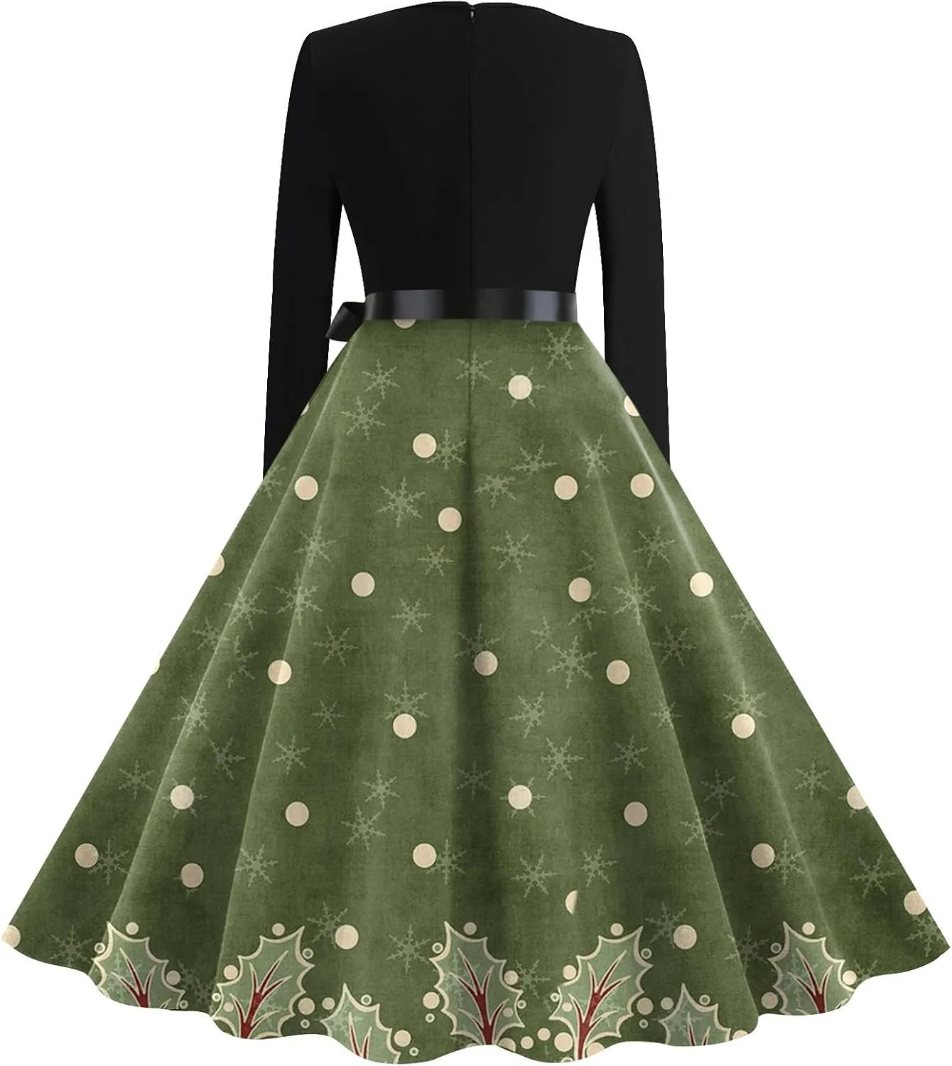 Halloween Dresses for Women Long Sleeve V Neck Vintage Print Costumes 1950s Fall Cocktail Dresses