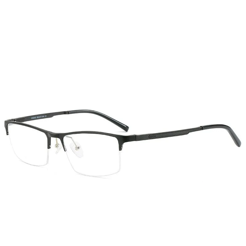 Hdcrafter Men's Semi Rim TR 90 Titanium Alloy Square Frame Eyeglasses P6342