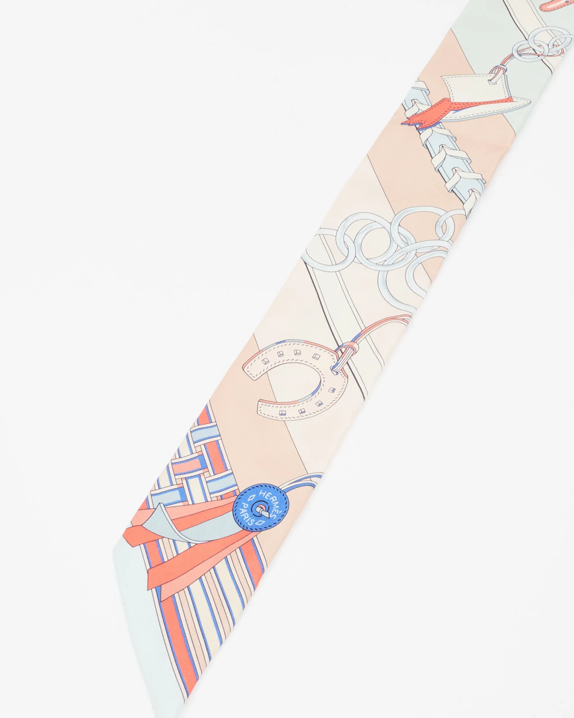 Hermès Light Pink Multi Rodeo Print Silk Twilly