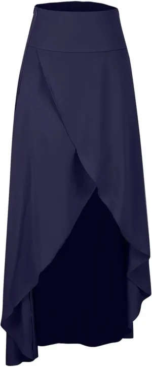 High Waist Wrap Skirt for Women Flowy Skirts Trendy Summer Ruffle High Low Maxi Skirt with Slit Boho Beach Skirts