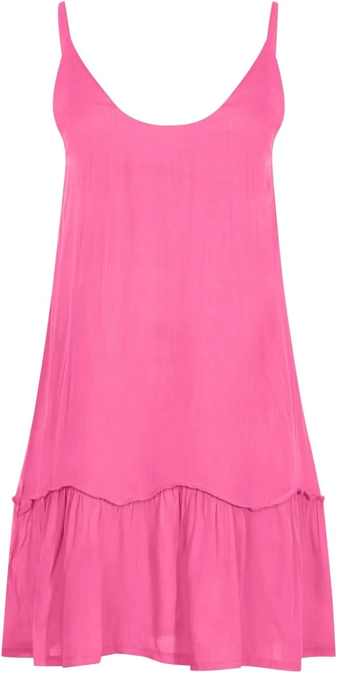 hlysgo Beach Dresses for Women 2025 Summer Ruffled Hem Adjustable Straps V Neck Sundress Casual Loose Comfy Boho Mini Dress