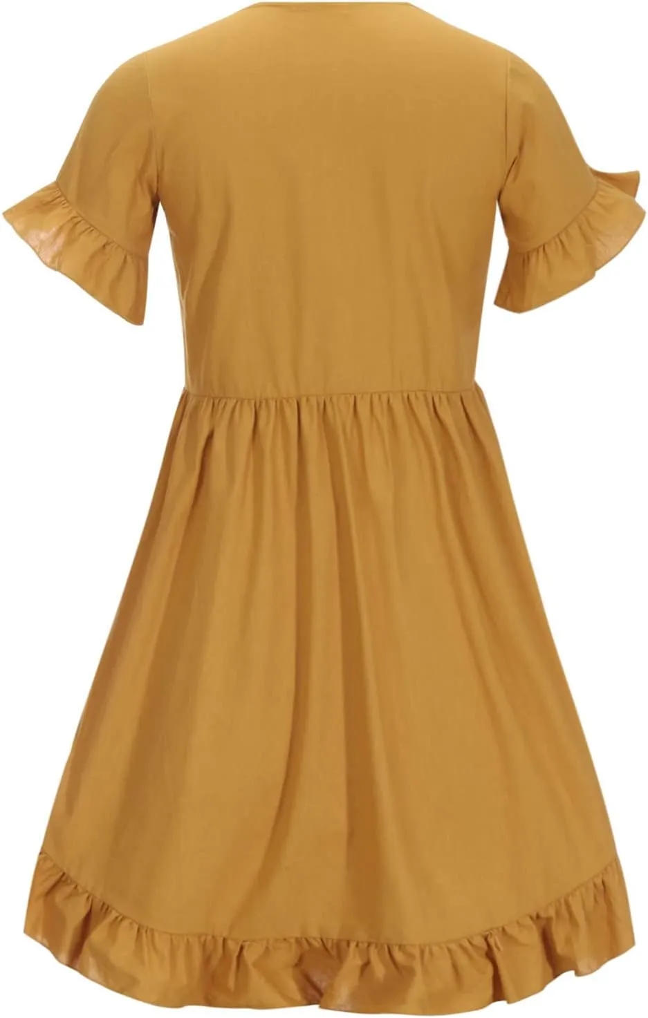 hlysgo Vacation Dresses for Women 2024 Summer Short Sleeve Square Neck Mini Dress Casual Ruffle A-Line Swing Beach Dress