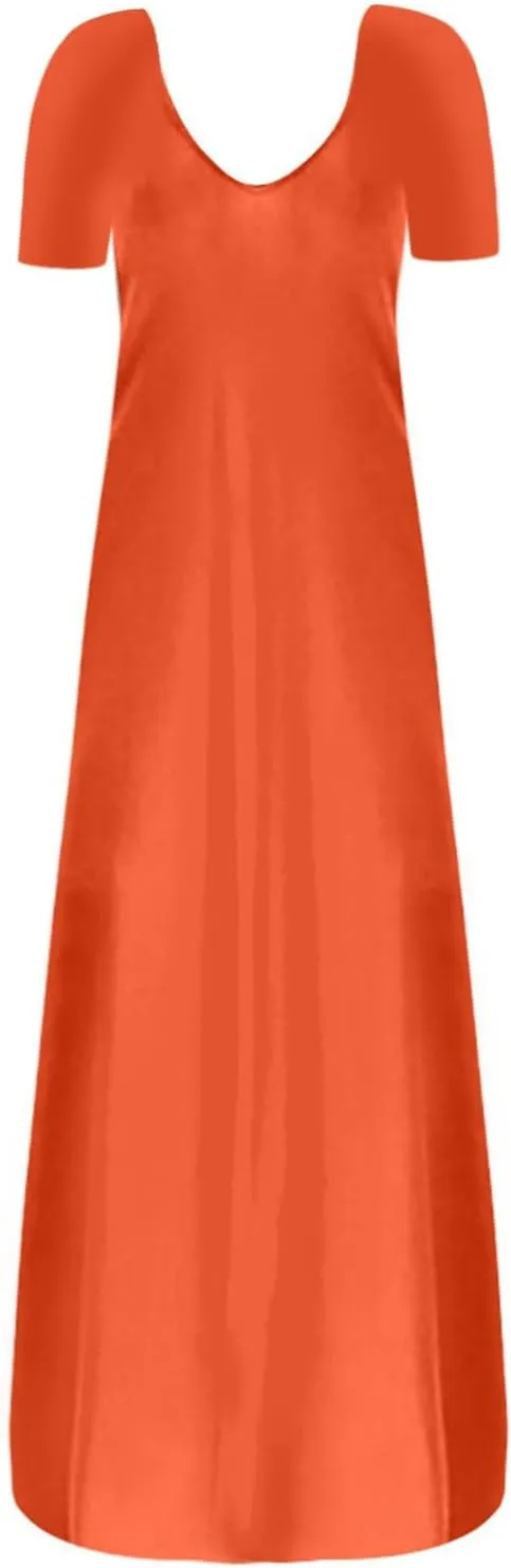 hlysgo Women V-Neck Short Sleeve Summer Dresses 2024 Plus Size Spring Casual Loose Fit Maxi Dress Pajamas with Pockets