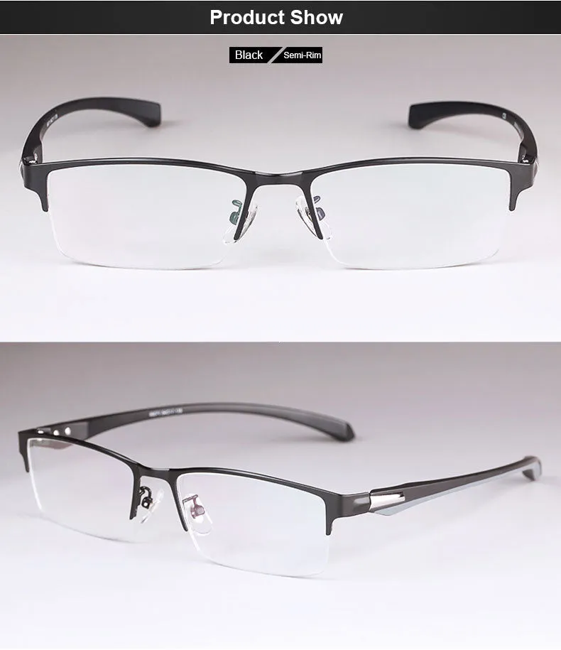 Hotochki Men's Full And Semi Rim Square Titanium Alloy Eyeglasses