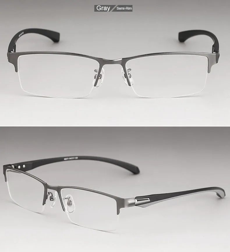 Hotochki Men's Full And Semi Rim Square Titanium Alloy Eyeglasses