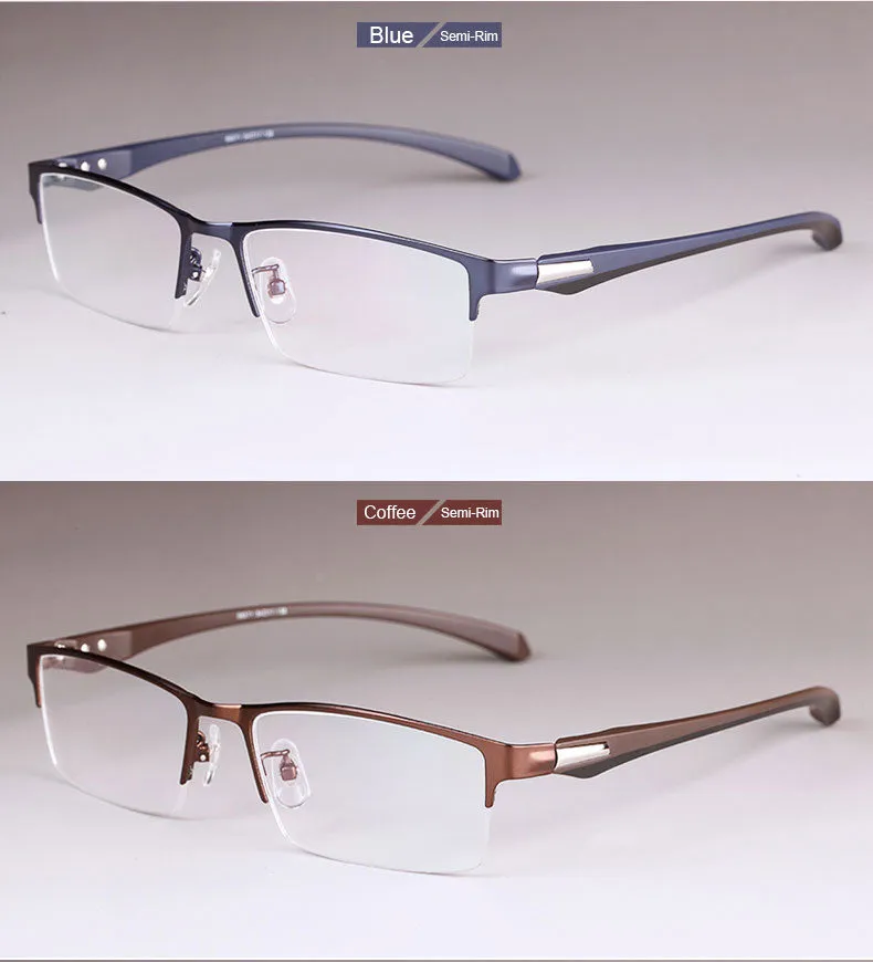 Hotochki Men's Full And Semi Rim Square Titanium Alloy Eyeglasses