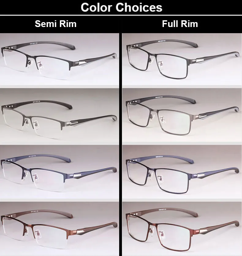 Hotochki Men's Full And Semi Rim Square Titanium Alloy Eyeglasses